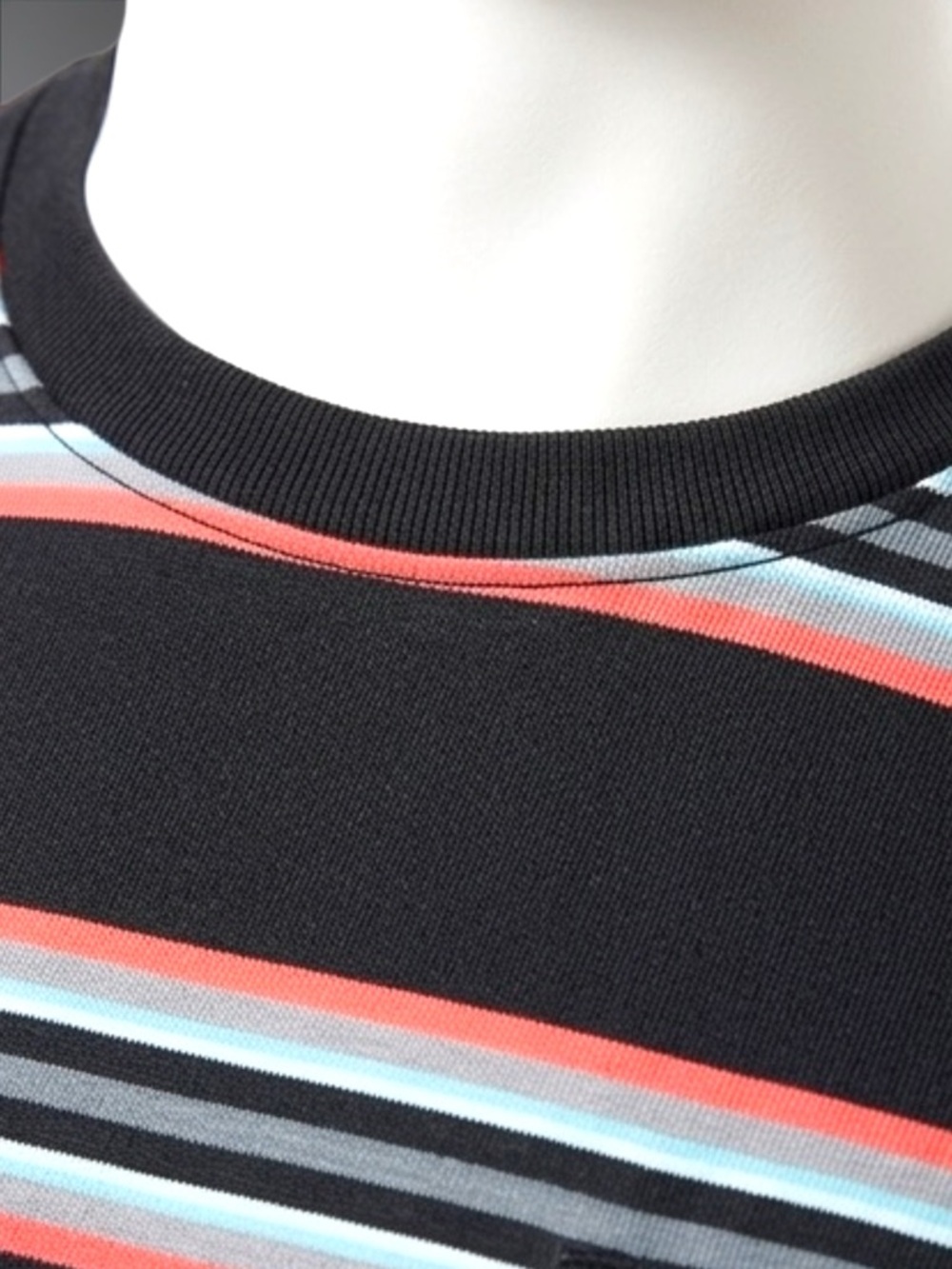 Men's Black Striped Crew Neck T-Shirt with Pocket - Picture 6 of 15